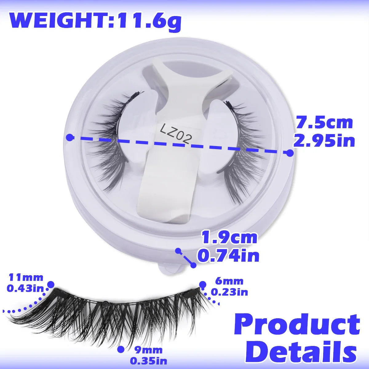 Premium Magnetic Eyelashes - Natural 3D Winged Lashes with Easy Application Tool