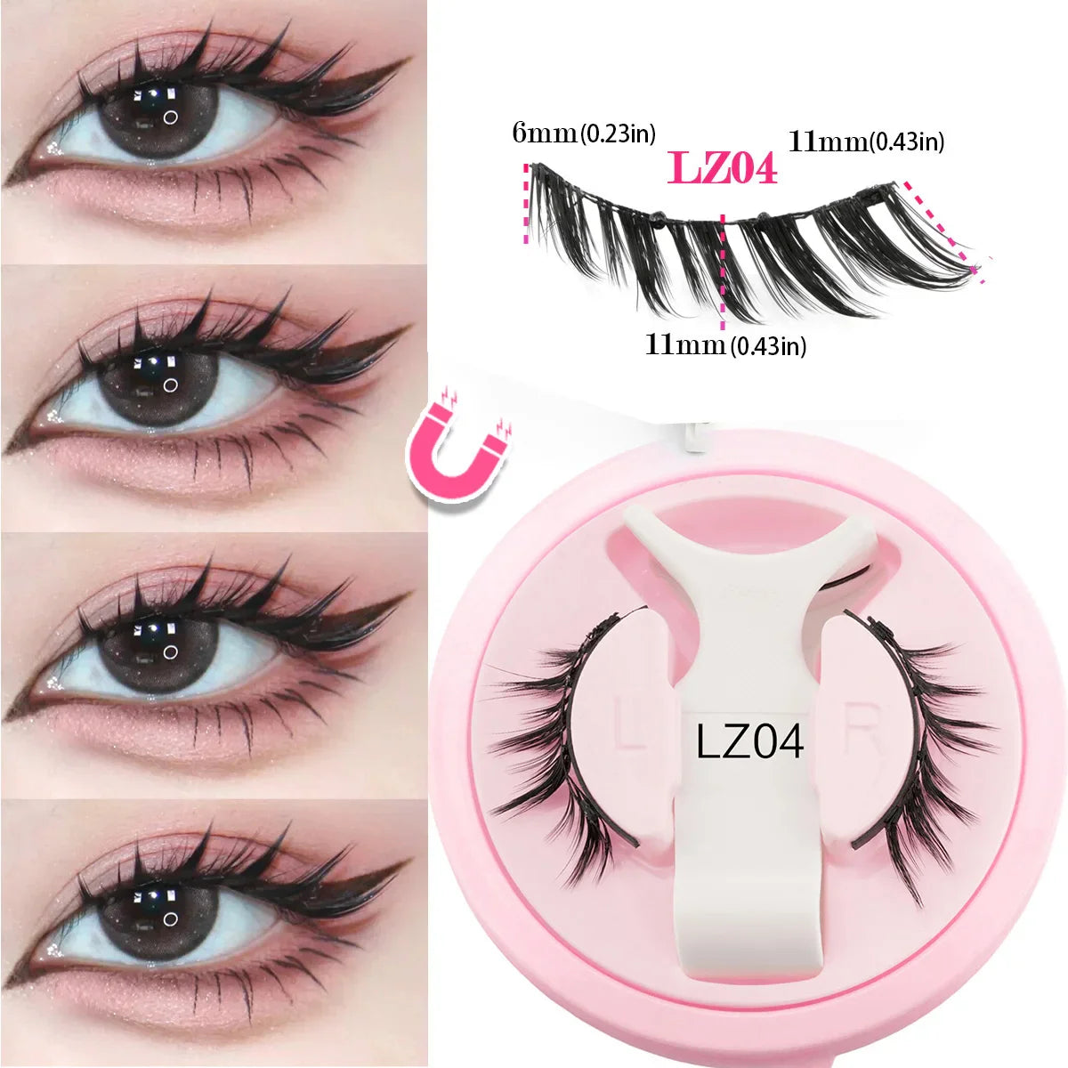 Premium Magnetic Eyelashes - Natural 3D Winged Lashes with Easy Application Tool