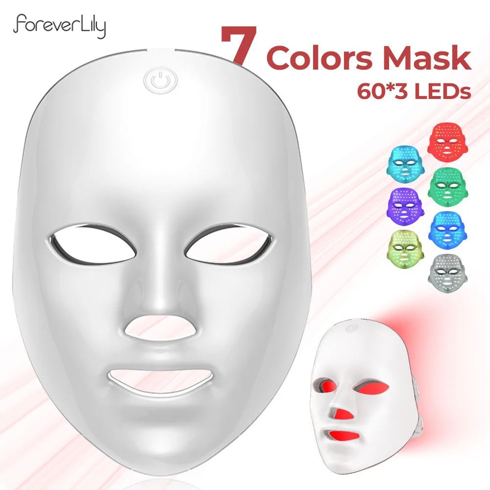 Claude 7 Colors Photon Facial LED Mask, Anti-Wrinkle Rejuvenation Skin Care LED Face Mask Beauty SPA