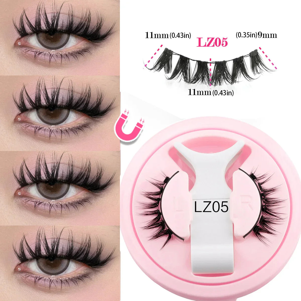 Premium Magnetic Eyelashes - Natural 3D Winged Lashes with Easy Application Tool
