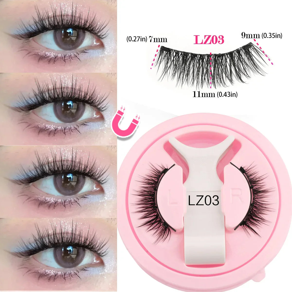 Premium Magnetic Eyelashes - Natural 3D Winged Lashes with Easy Application Tool