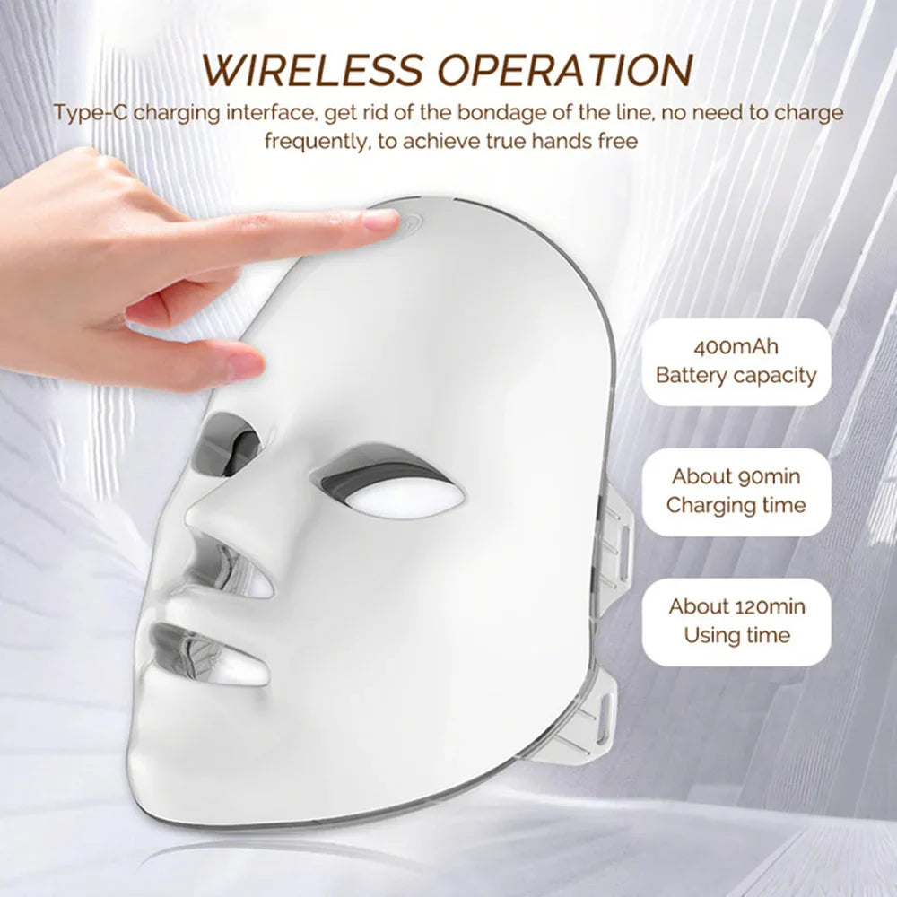 Claude 7 Colors Photon Facial LED Mask, Anti-Wrinkle Rejuvenation Skin Care LED Face Mask Beauty SPA