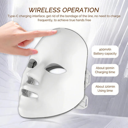 Claude 7 Colors Photon Facial LED Mask, Anti-Wrinkle Rejuvenation Skin Care LED Face Mask Beauty SPA
