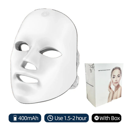 Claude 7 Colors Photon Facial LED Mask, Anti-Wrinkle Rejuvenation Skin Care LED Face Mask Beauty SPA
