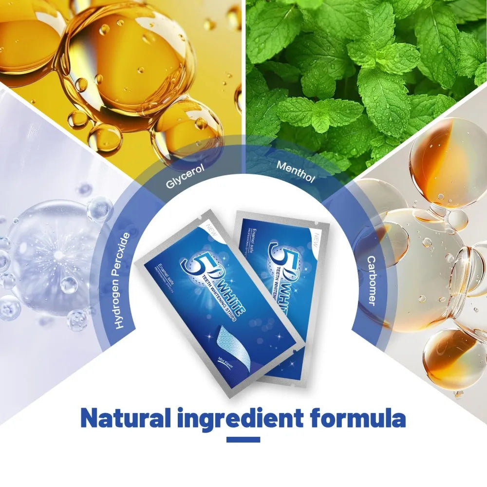 5D Professional Teeth Whitening Strips - Sensitive Formula