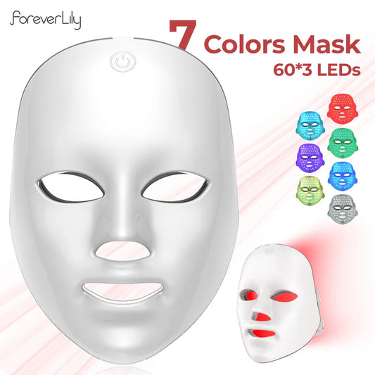 Claude 7 Colors Photon Facial LED Mask, Anti-Wrinkle Rejuvenation Skin Care LED Face Mask Beauty SPA